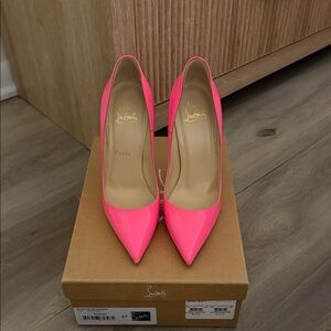 Christian Louboutin Neon Pink Patent Pointed-Toe Pumps